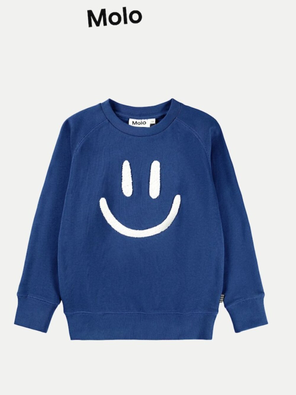 MOLO Kids Mike Sweatshirt - Organic Navy Blue Smily Face - 92  / 2yrs